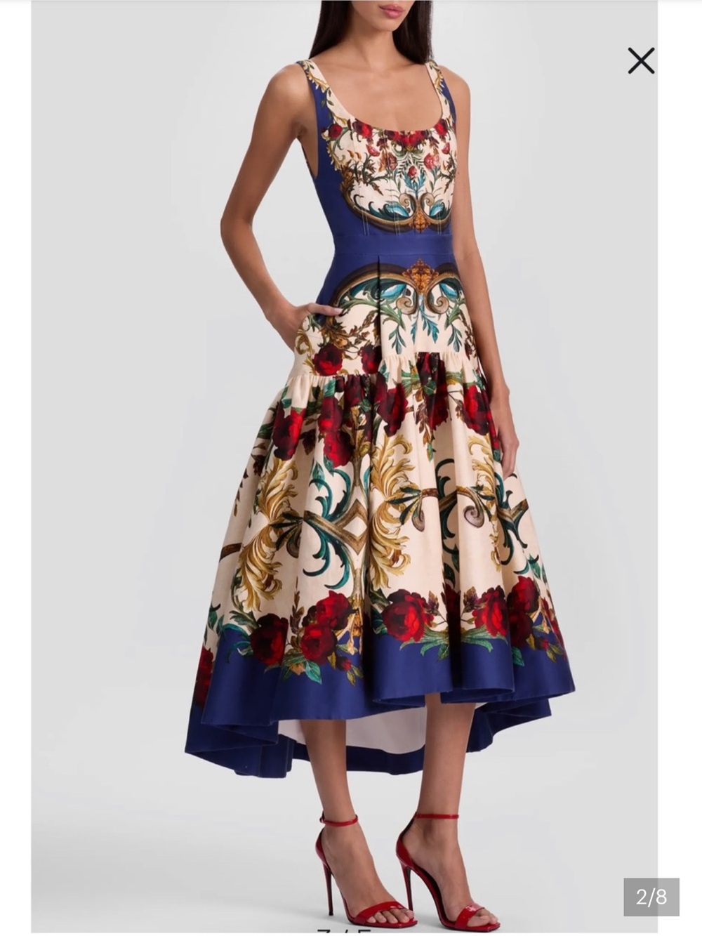 Alice + Olivia Diana Gilded Rose Baroque High-Low Dress 4 New $660 - Picture 3 of 9